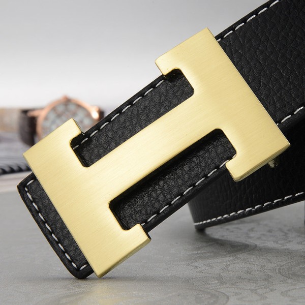 Bälte Herr Casual Trendig All-Match Medelålders Personer Ungdomsbyxor Bälte Black gold buckle 125cm