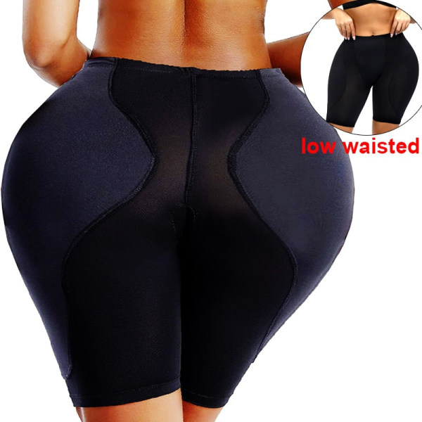 Fake Ass Höftkuddar Butt Lifter Enhancer Thigh Trimmer Control Trosor Dam High Waist Trainer Shapewear Body Shaper Vadderad trosa apricot high waist M