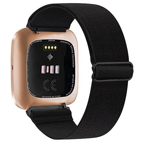 Elastiskt vävt ögleband för Fitbit Versa 3 2 Versa Lite Band Justerbart sportklockarmband i nylon för Fitbit Sense Band Black For Fitbit sense