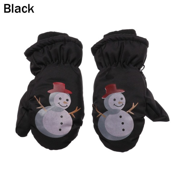 För barn i åldern 0 till 5 år Tecknad Kanin Sport Tjocka Varma Vantar Vattentäta Söta Vinter Utomhus Skidhandskar Halkfria A-0-5years old-black One Size