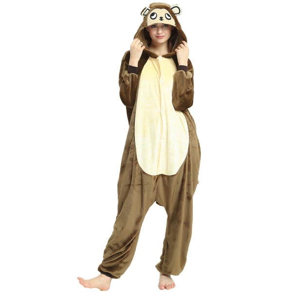 Vinter Dam Herr Unisex Vuxen Söt Tecknad Apa Onesies Djur Pyjamas Stitch unicornio Enhörning Flanell Sovkläder Brown Monkey S (Height 148-158CM)