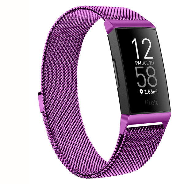 Magnetisk Milanese rem i metal til Fitbit Charge 4 3 udskiftningsarmbånd urrem til Fitbit Charge 3 SE rem mænd kvinder Purple Size S