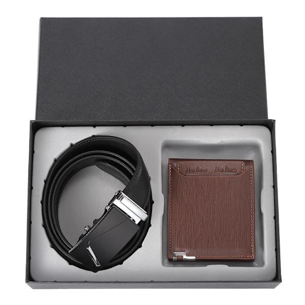 Lahjalompakko Vyöllinen Puku Yrityslahja Miesten Nahkainen Kaksiosainen Lahjapakkaus Vyö Spot B Brown (including gift bag) 110-130cm