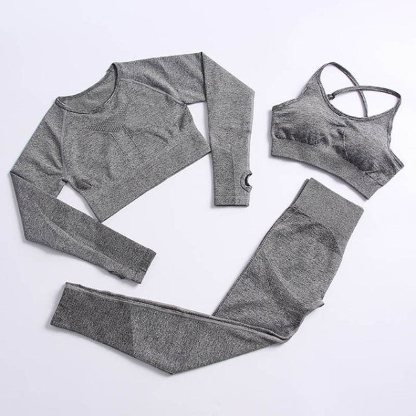 Yoga Set Träningskläder Träningsdräkt Höga Midjebyxor Sport-BH:ar För Kvinnor Top Pants-Yellow XL