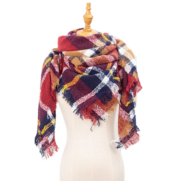 Naisten kolmionmuotoinen syys- ja talvikaulahuivi harjaspintainen ruudullinen neliöhuivi halkiohuivi scarfgirl1240SF 135x135x200cm