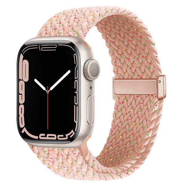 Kellon ranneke Apple Watch iWatch 38/40/41mm vaaleanpunainen hiekka värilliset pisteet