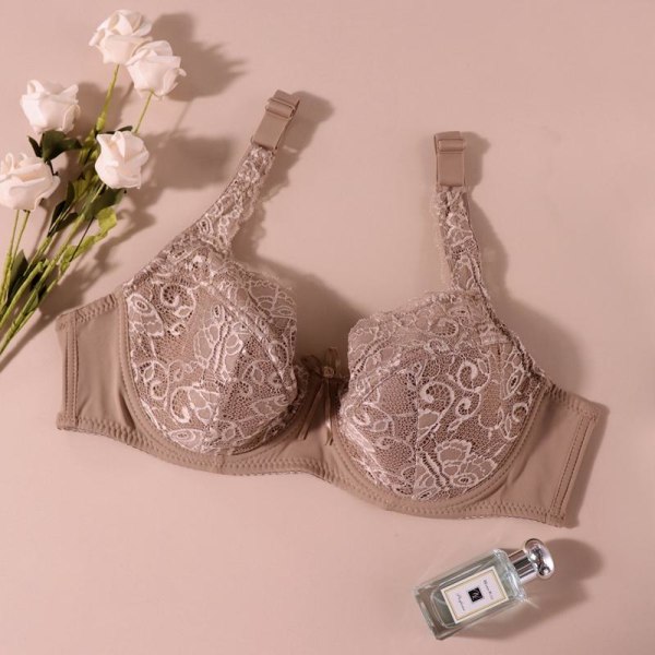 Store størrelser BH for kvinner 75E 80E 85E 90E 95E 100E Dame Plus Size Blonde Undertøy Uforet Ultratynn Myk Bomulls BH Beige 36/80E