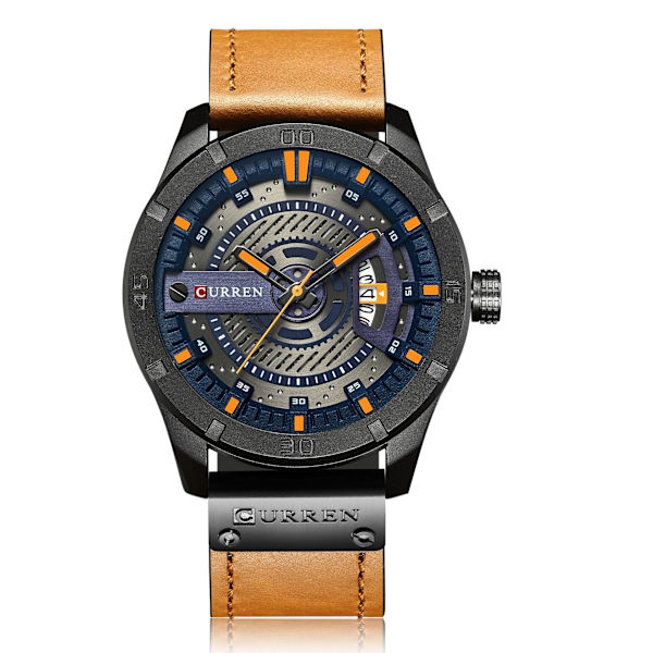 Vyö Miesten Kello Miesten Kello Kalenterikello Business Vyö Vyö Miesten Kello Black Shell Orange