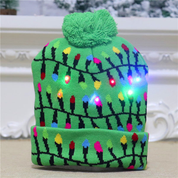 Juldekorationstillbehör Stickad Julhatt för Vuxna och Barn Färgglad Självlysande Stickad Hatt Exklusiv Äldremodell Knitted hat [Tree Style]]