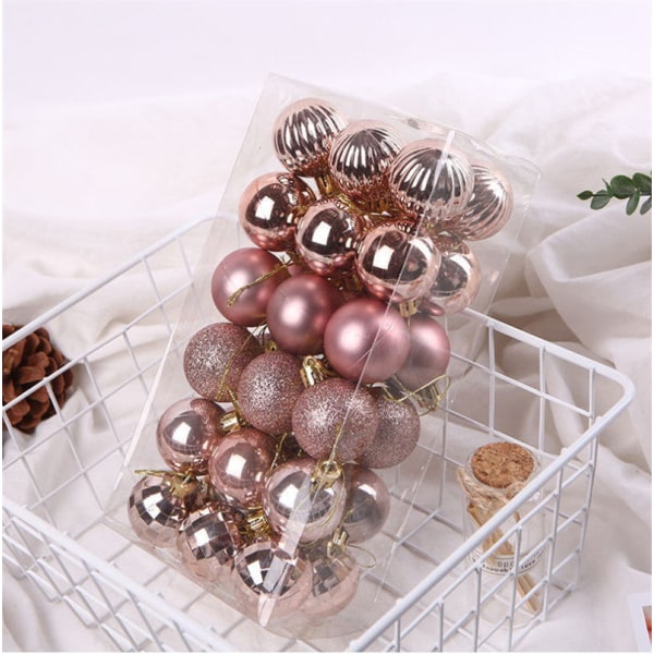 36 Christmas Ball Set 4cm Juldekorationer Julgransdekoration Ball Specialformade bollar 4cm36 PCs rose gold