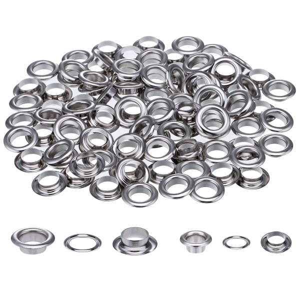 4mm-20mm 100st Silver Öljett och Öljett Punch Die Verktygsset Metallknapp för DIY Läderhantverk Kläder Skor Bälte Väska Grommet 6mm 100pcs set