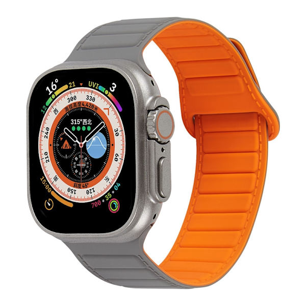 Kellon ranneke Apple Watch iWatch 38/40/41mm Harmaa Oranssi