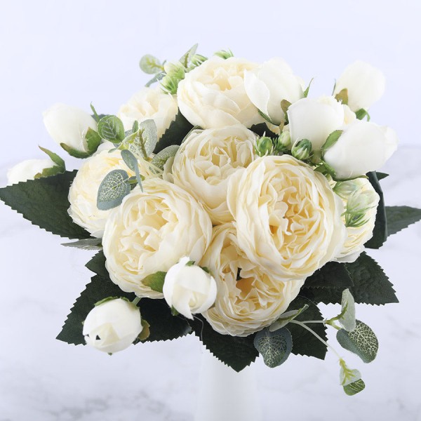 30cm Rosarosa Silkes Pion Konstgjorda Blommor för Hem Bröllopsdekoration inomhus Black