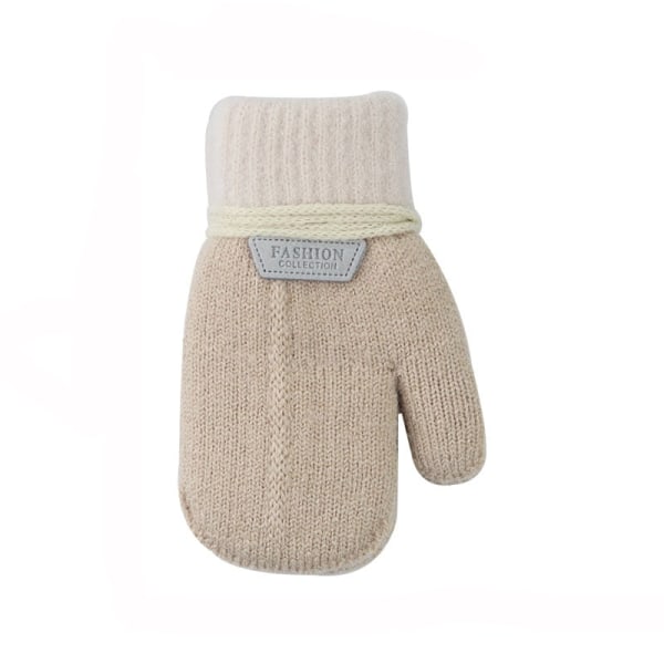 Lasten Käsineet Talvi Yhtenäinen Paksuuntuva Plus Velvet Halter Käsineet Lapsille Taapero Ulkona Pidä Lämpimänä Neulotut Lapaset Narulla F(1-3 Years)