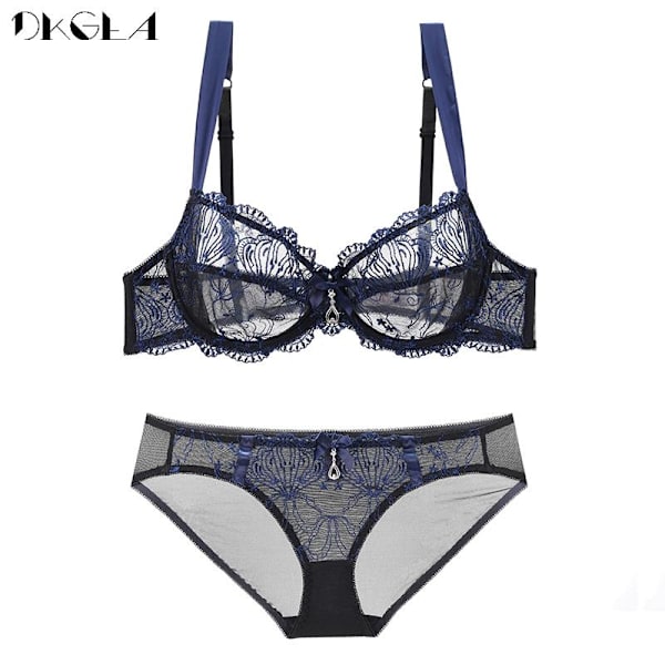 DKGEA Ultratynn Sexy BH Større Størrelse Dame Blonde Undertøysett Transparent Blue 85B