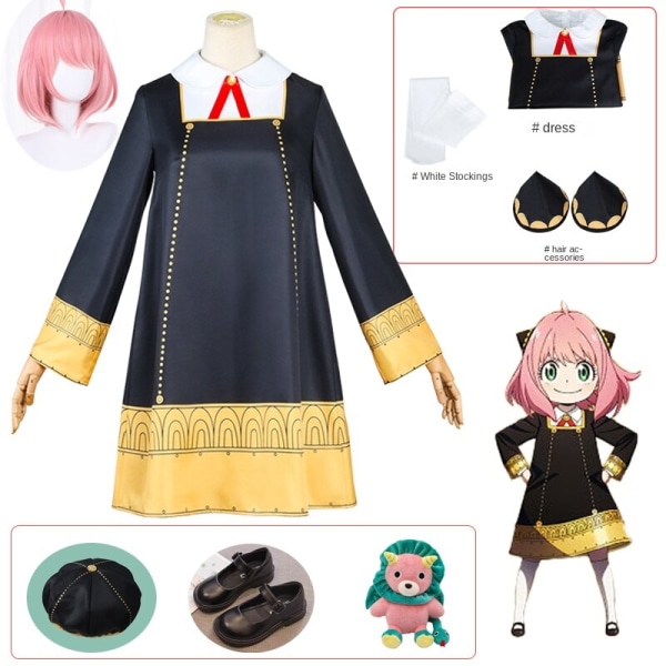 Anime SPY X FAMILY Anya Forger Cosplay Kostym Klänning Uniform Strumpa Halloween Karneval Fest Aldult Barn Kläder Karneval Anya suit XL