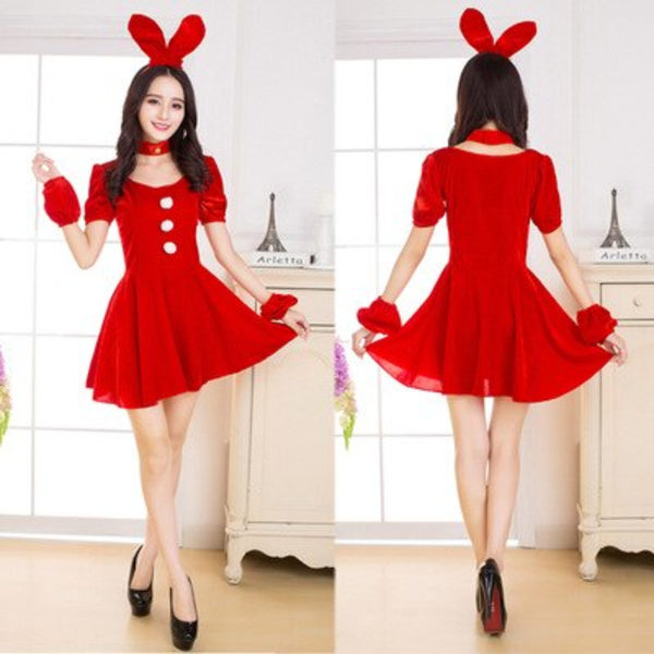 Julekjole Sexy Kvinner Julenisse Kostyme Fancy Kjole Sexy Cosplay Kostyme Party Kjole Røde Fløyelskjoler model 6