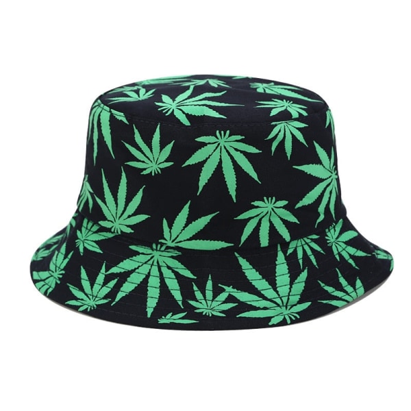 Panama Bladtryck Bucket Hat Hip Hop Fiskehatt Herr Dam Utomhus Sommar Casual Bomull Bob chapeau Visir Bucket Cap white with black One Size