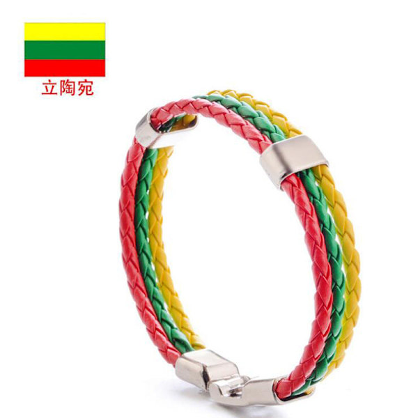 Ornament Vævet Flag Flag Farve Læderarmbånd Pu Imitation Armbånd VM Landearmbånd Lithuania