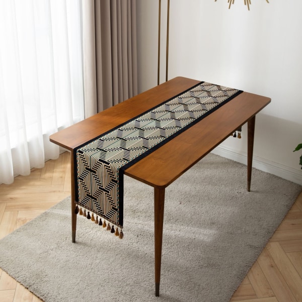 Retro Amerikansk Orange Peris Printet Bordløber Dug med Kvaster Bryllupsdekoration Bordløber The Foam Runners Hjem 35x180cm Style1