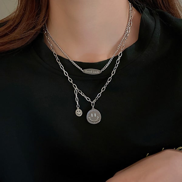Titaani Teräs Musta Rakkaus Riipus Kaulakoru Korut Riipussetti Koristeelliset Korut 26# round necklace