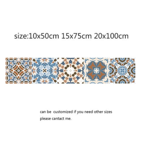 Retro Vintage Kakeldekaler Badrum Kök Tvättbara Vattentäta PVC Väggdekaler Heminredning Väggdekorationer 3 10x50cm