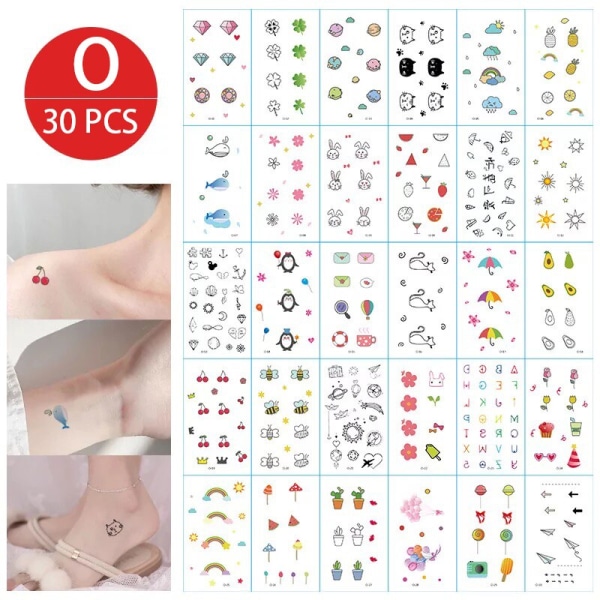 Midlertidige tatoveringsklistremerker for jenter, vanntette, langvarige, falske tatoveringsklistremerker, lyse, søte tatoveringer på kropp, ansikt, barn 2 pcs by random