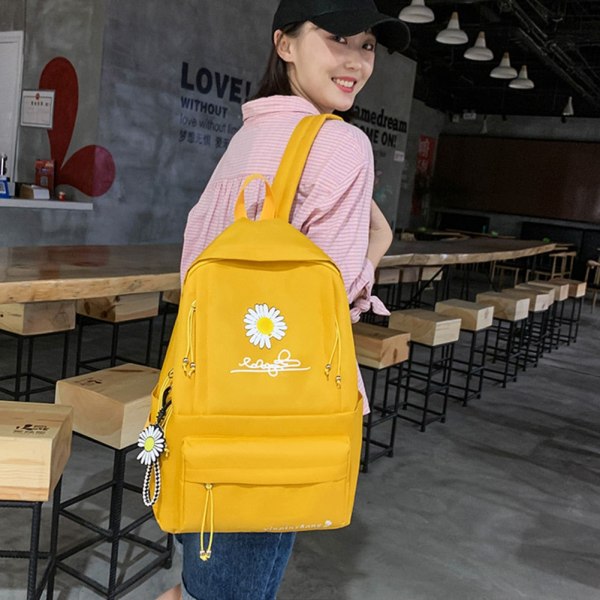 4 st/set Skolryggsäckar för damer Skolväska Daisy Canvas för tonårsflickor Student College Bokväska Pojkar Portfölj Bolsas Mochilas G Purple Backpacks