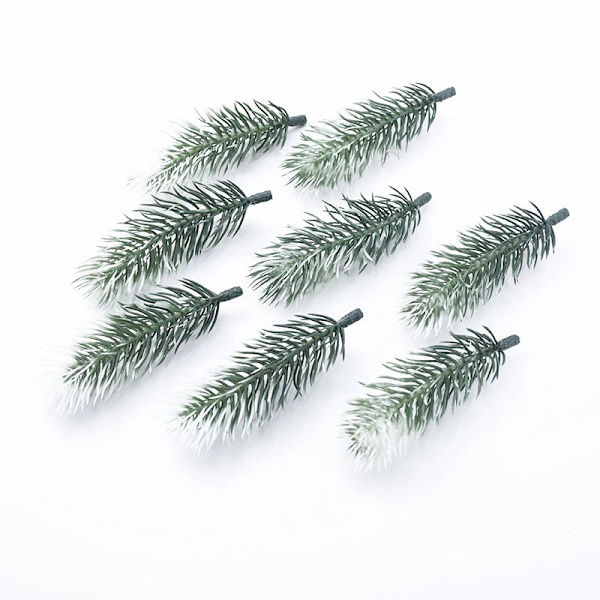 100 stk. kunstige planter Plastik fyrrenåle snefnug Julekrans materiale Bryllup Dekorative blomsterkranse Boligindretning 2
