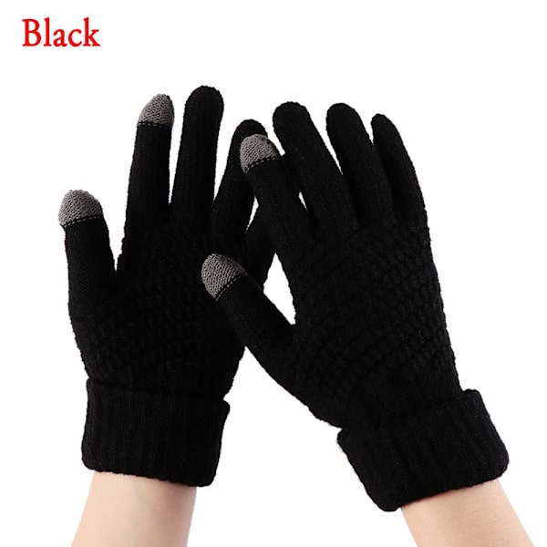 2023 Elastiska Fullfingerhandskar Varma Tjocka Cykelkörningsmode Dam Herr Vinter Varma Stickade Yllehandskar Utomhus B-2 One Size