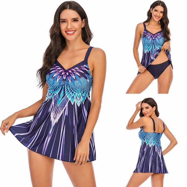 Pigebadedragt Bikini Dame Sexet Gradient Print Plisseret Badetøj Picture color L