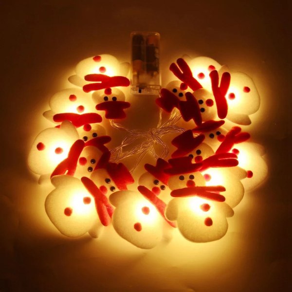 Jouluinen pehmolelu Muppet Lumiukko Valoketju Led Joulupukki Pää Hirvi Juhlapyhien Koristelamppu Luova Pieni Värillinen Valo Snowman 2 M 10 lights-battery box always on