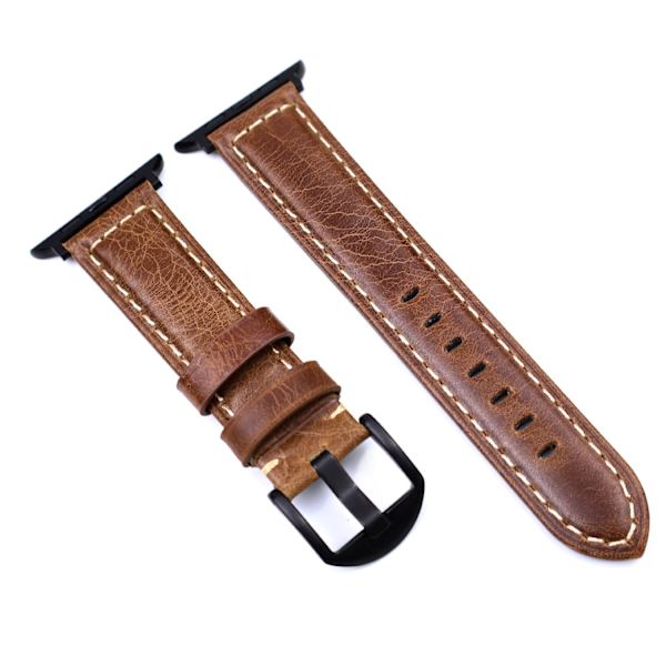 Urrem til Apple Watch iWatch 42/44/45/49mm sort stik revnet brun-lille sort spænde