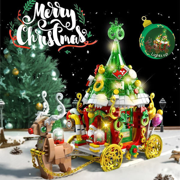 MOC Kreativ Julkul Skrivbordspegel Klossar Jultomte Pepparkakshus Set Byggkloss Dekoration Leksaker Barn Pojkar Gåvor JK5108 As photo