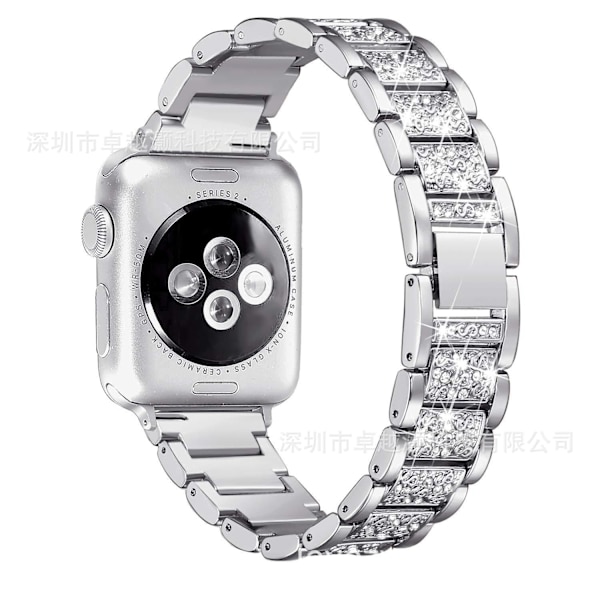 Smartklocka Diamant Armband Tre Pärlor Full Diamant Solid Kedja Klockarmband 42MM-Black