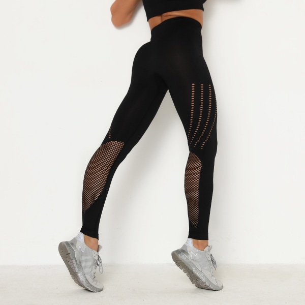 Träningsbyxor för kvinnor, kroppsformande, höftlyftande, stretchiga, snabbtorkande, kompressions-yogabyxor, sportbyxor 9168 pants-Black S