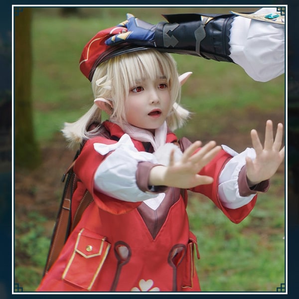 Genshin Impact Cosplay Klee Cosplay Kostume Rygsæk Parykker Sko Loli Fest Outfit Uniform Jule Halloween Kostume Karneval 3 XL