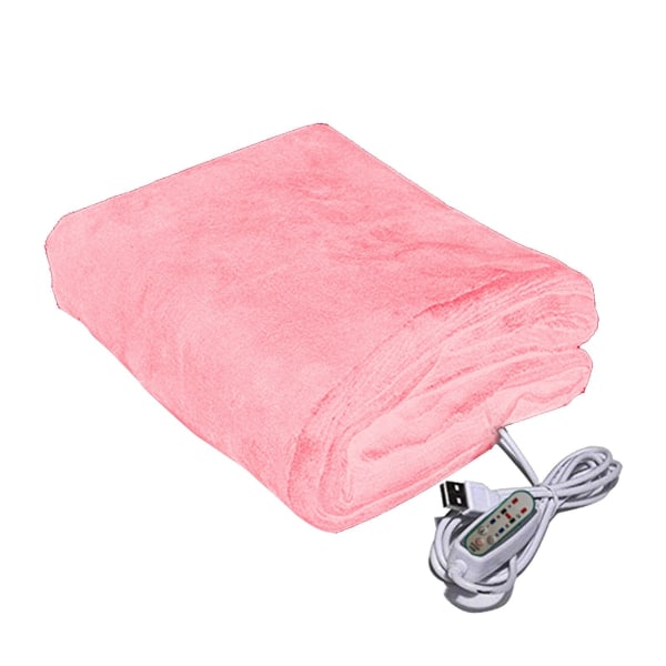 USB Uppvärmning Resemaskin Tvättbar för bäddsoffa Bärbar elektrisk filt Vinter Varm Mjuk Plysch Bilsjal Camping Pink