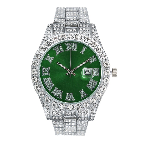 Herreklokke Mote Legering Diamant Stjernefylt Kalender Quartz Klokke Business Casual Herre Quartz Klokke Golden Red