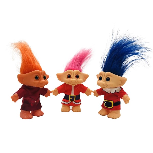 Juldräkt Troll Docka Halloween nostalgisk emaljleksak ful docka docka Red