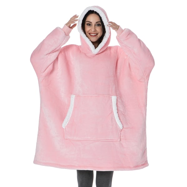 Oversized Hettegensere Sweatshirt Dame Vinter Hettegensere Fleece Giant TV-teppe med Ermer Pullover Oversize Dame Hettegenser Sweatshirts Leopard One Size