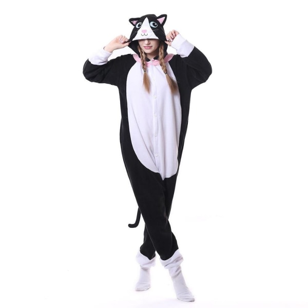 Vinter Dam Pyjamas Kigurumi Enhörning Svart Katt Djur Stjärna Onesies Vuxen Par Kostym Cosplay Flanell Plus Storlek Sovkläder as picture1 XL