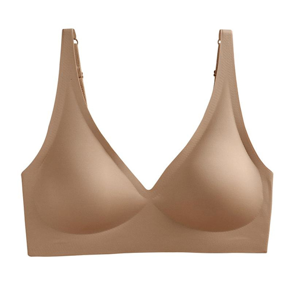 Japansk SUJI Osynlig-knapp Svart-teknologi BH Spårlösa Underkläder Damer Ingen Stålring Liten Byst Samlad Justering Beige M(75ABC)