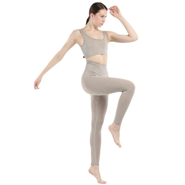 Yoga Set Dam Gym Kläder Kvinnlig Hög Midja Yoga Byxor Träningsdräkt Dam Fitness Kläder 3 Pcs Set Violet M