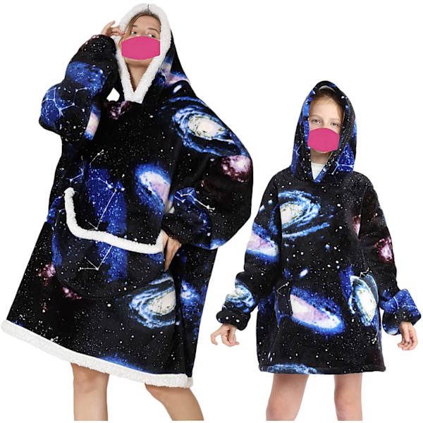 Oversized Hoodie Tæppe Gaver til Kvinder UK Voksne Mænd Børn Piger Bærbar Komfortabel Fleece Hoodie Kåbe Som Fødselsdagsgaver til Mødre Venner Deep Gray-4-15y