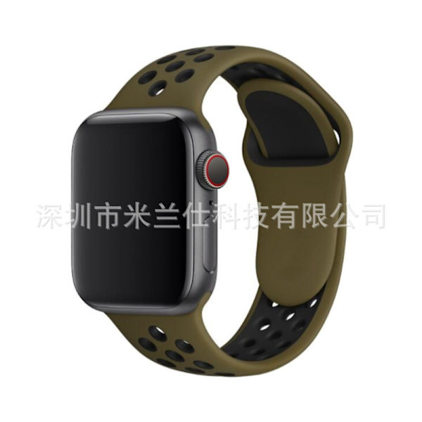 Urrem til Apple Watch iWatch 38/40/41/42mm-S10 udvidet størrelse ML kode 26 olivengrøn med sort