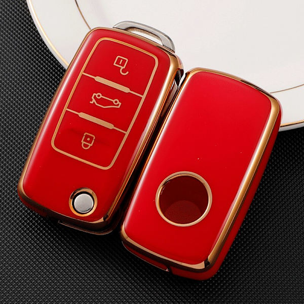 Mjukt TPU Bilnyckelfodral För Polo Tiguan Passat B5 B6 B7 Golf 4 5 6 MK6 Jetta Lavida För Skoda Octavia Red case