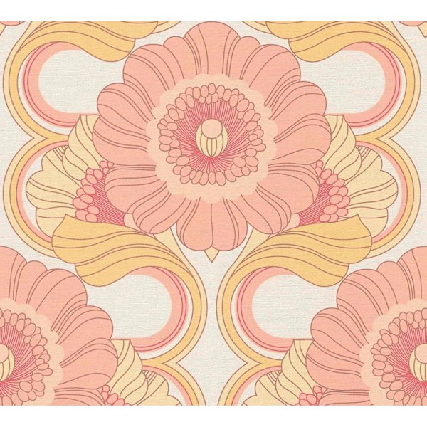 AS Creation 70'er Retro Blomstret Orange Tapet