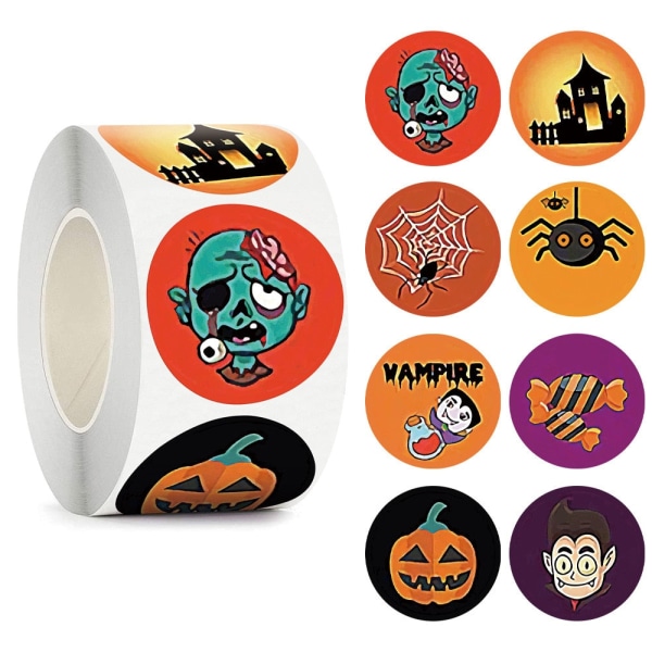 500 stk. 2,5 cm Halloween Runde Klistremerker Gresskar Dekor Etiketter Konvoluttforsegling Klistremerker for Gaveesker Emballasje Papirklistremerke C167