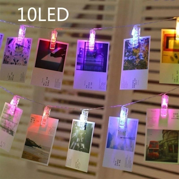 10 LED/20 LED Fotoklämmor Ljusslinga Väggdekorationslampor för Upphängning av Foton Kort och Memon Like the picture 2m-20led-white